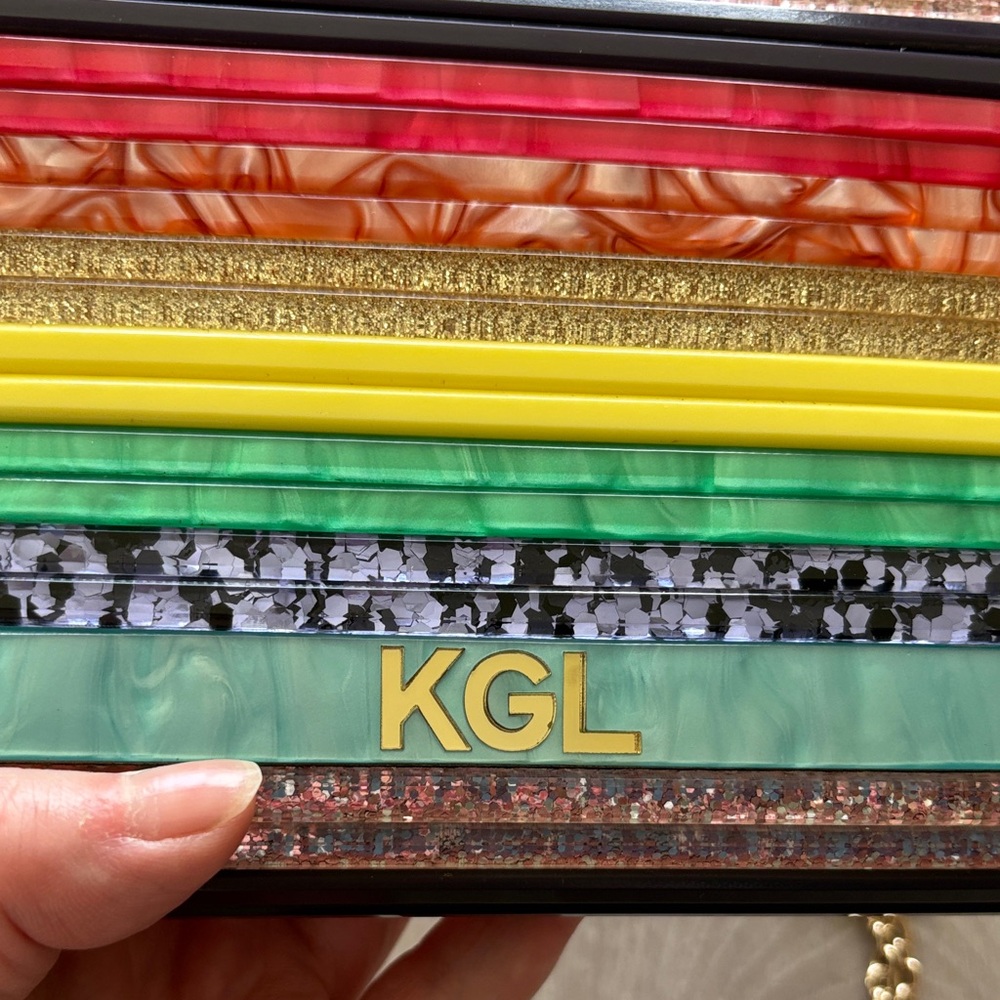 Kurt Geiger London Rainbow Party Envelope Clutch With Gold Chain - Picture 4 of 4
